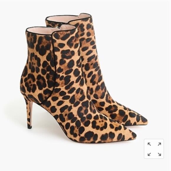 J. Crew Shoes - J. Crew Leopard Print Calf Hair Pointed Stiletto Ankle Boots Booties Sz. 9.5